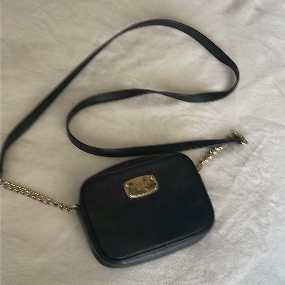Michael Kors Black and Gold Crossbody Bag with Chain Strap